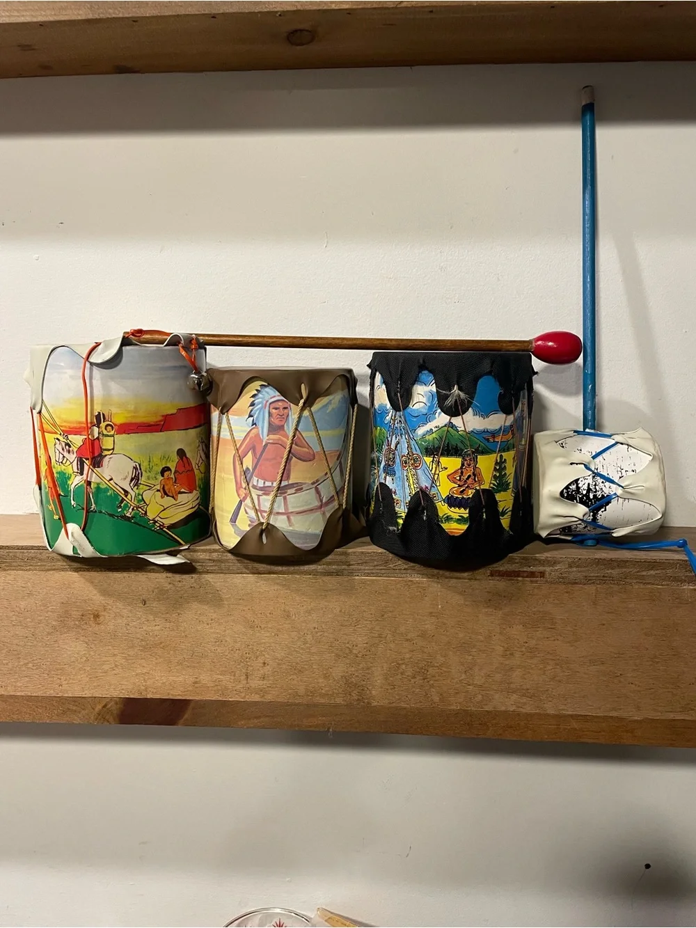 Vintage Style Toy American Indian-themed Barrel Drum Lot Kids Toys souvenirs